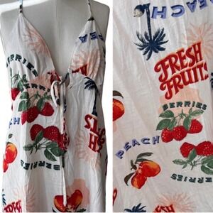 Paper Heart XL Maxi Dress Tropical Fruit Print TieBac Abstract Souvenir